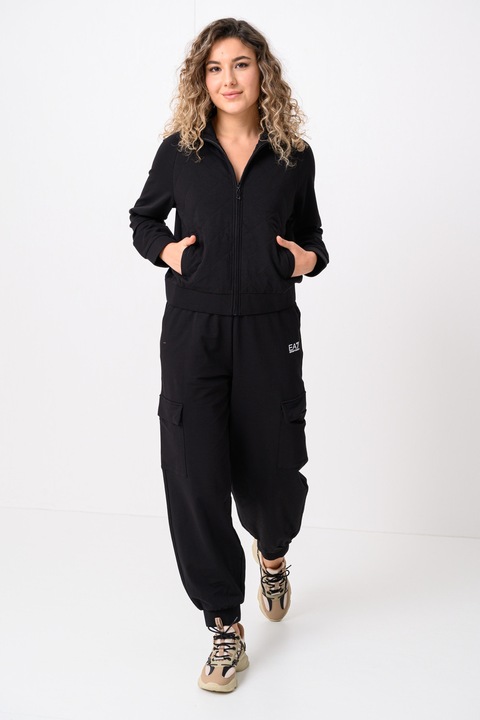 EA7, Спортен екип с памук и еластична талия, Черен