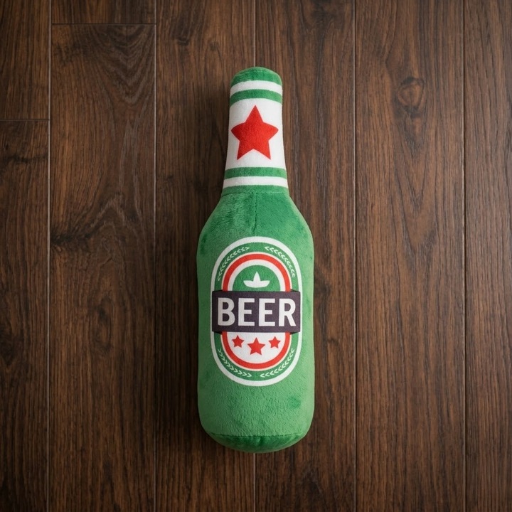 Jucarie Interactiva pentru Caini, Charmorah, Forma Sticla Rezistenta cu Squeaker, Material Textil, 24x7cm, Verde