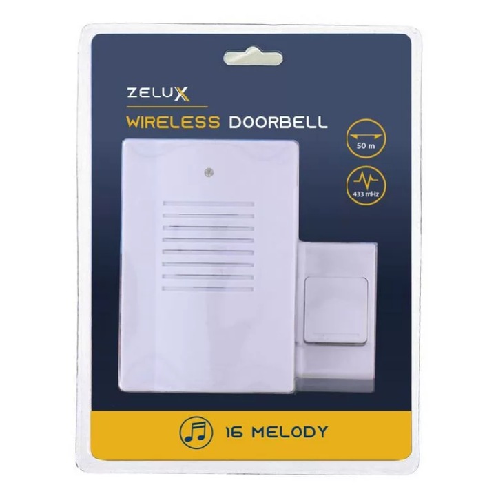 Zelux Vezeték Nélküli Csengő - 16 dallam, 85 dB hangerő