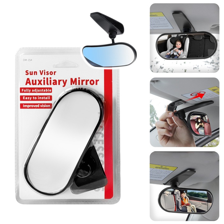 Вътрешно огледало за обратно виждане, огледало за наблюдение на бебета, спомагателно огледало за заден ход, ултраширок ъгъл, монтаж с щипка, MagLife