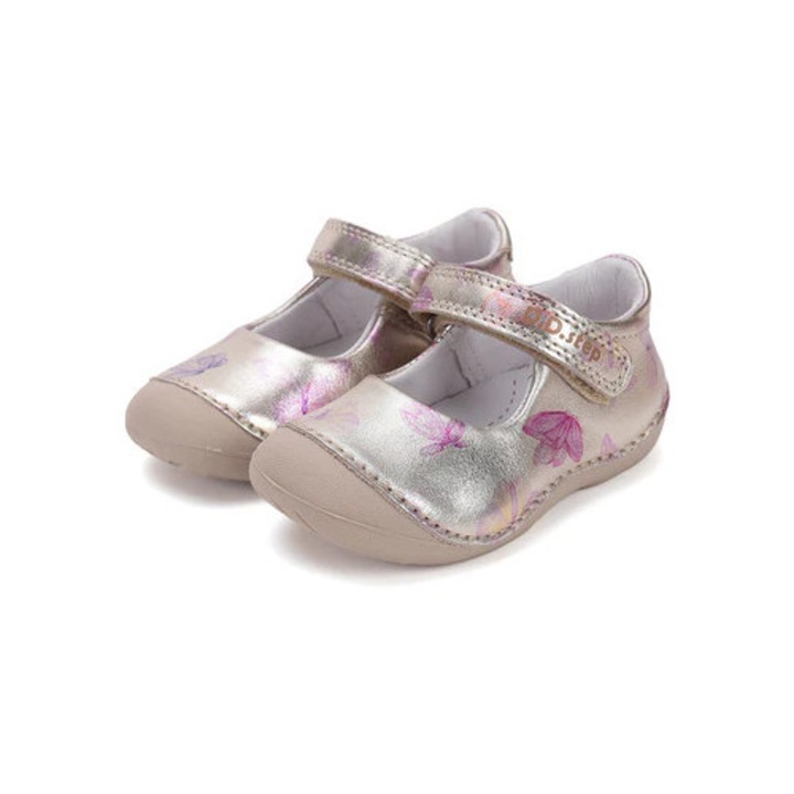 Pantofi decupati, dd step, H015-51291A, Piele naturala, argintiu mov, Multicolor