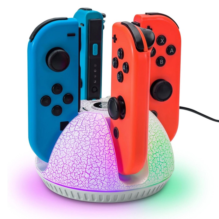 Statie incarcare controller, RASK, Incarcare Rapida, compatibil Nintendo switch, joy con, alb