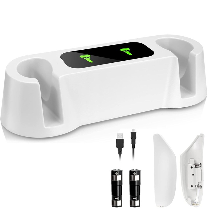 Statie incarcare controllere VR, RASK, Incarcare Rapida, Compatibil cu Oculus Quest 2, Alb