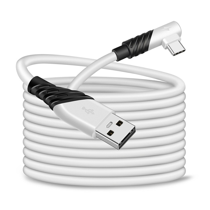 Cablu Oculus Link, RASK, USB 3.0 la USB C, Pentru Oculus Quest 2 sau Quest 1, 5m, Alb