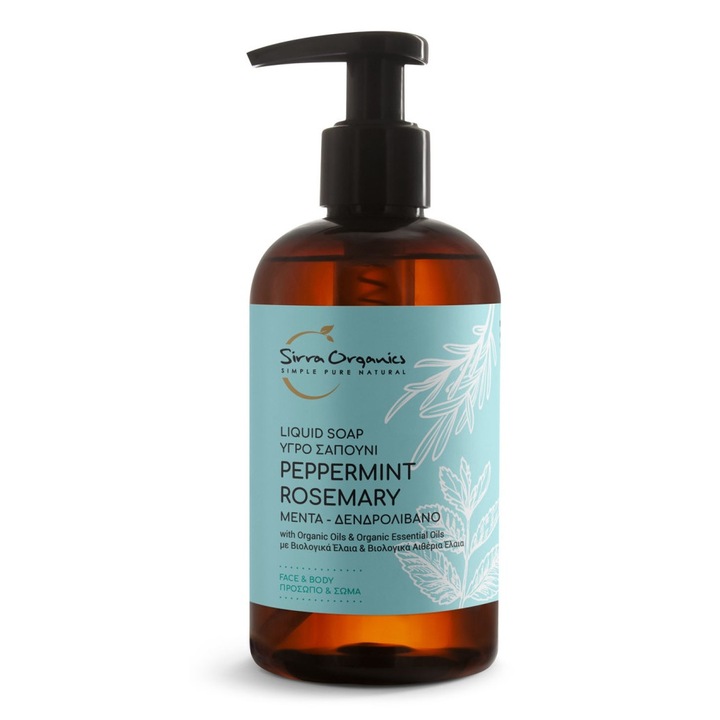 Сапун Sirra Organics с мента и розмарин, течен, 250 мл