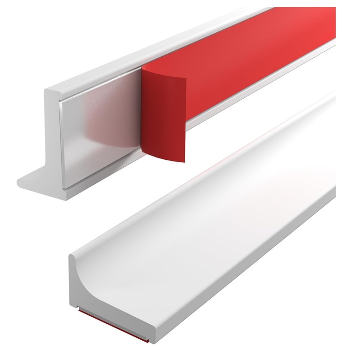 Prag de dus autoadeziv, 3 m, pentru cabina de dus, rezistent la mucegai, impermeabil, flexibil, Vanaxalife®, Alb