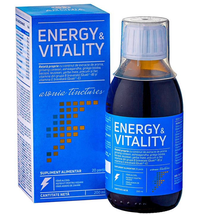 Energy & Vitality 200ml — o formula unica din plante, superfructe si nutrienti esentiali care sporesc energia, vitalitatea si rezistenta la stres