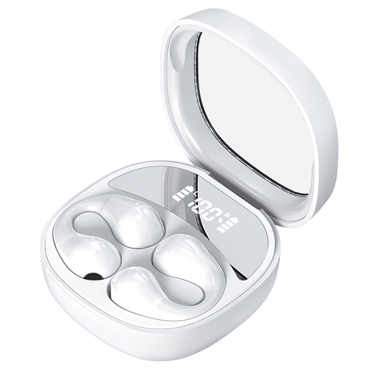 Casti Wireless, alb, tip clip-on, design deschis