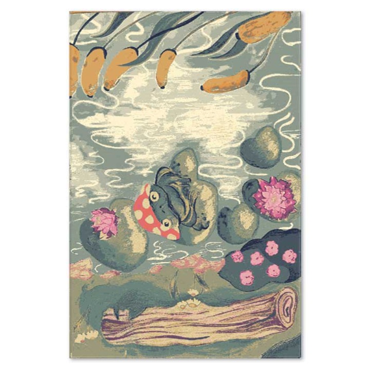 Covor Carpeta sintetic Colectia Atlas 7849-1-46422, Design Camera copii, Verde, dimensiuni 160 x 230 cm