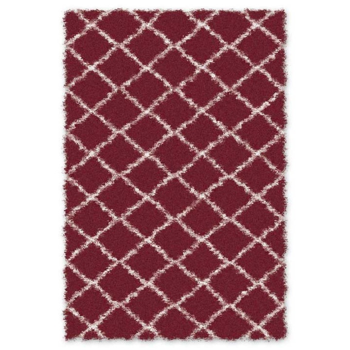 Covor Carpeta cu fir lung, sintetic, Colectia Shaggy 1918-1-34215, Design Shaggy, Rosu, dimensiuni 280 x 380 cm