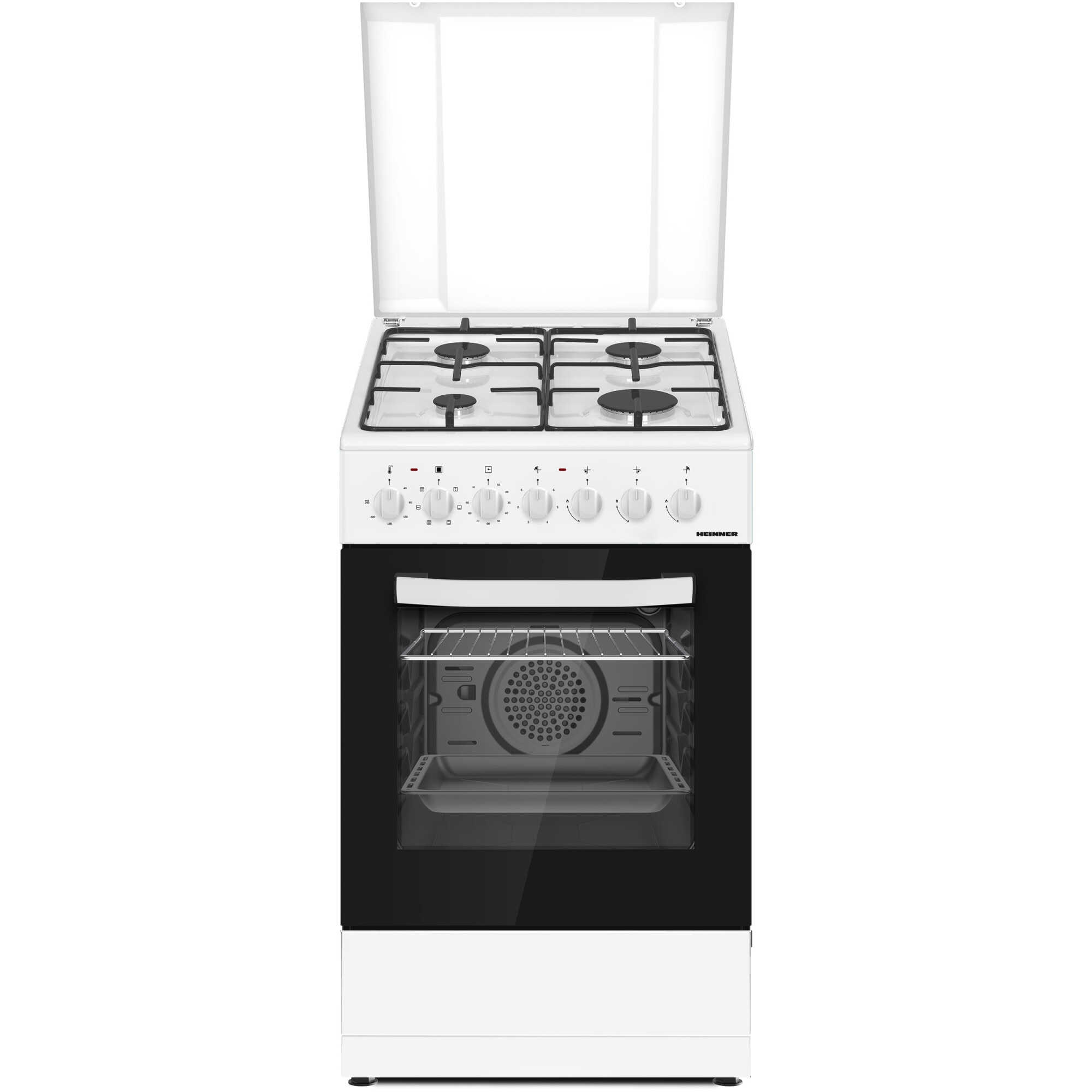 Aragaz mixt Heinner HFSC-S60LITGC-WH, 4 arzatoare, aprindere