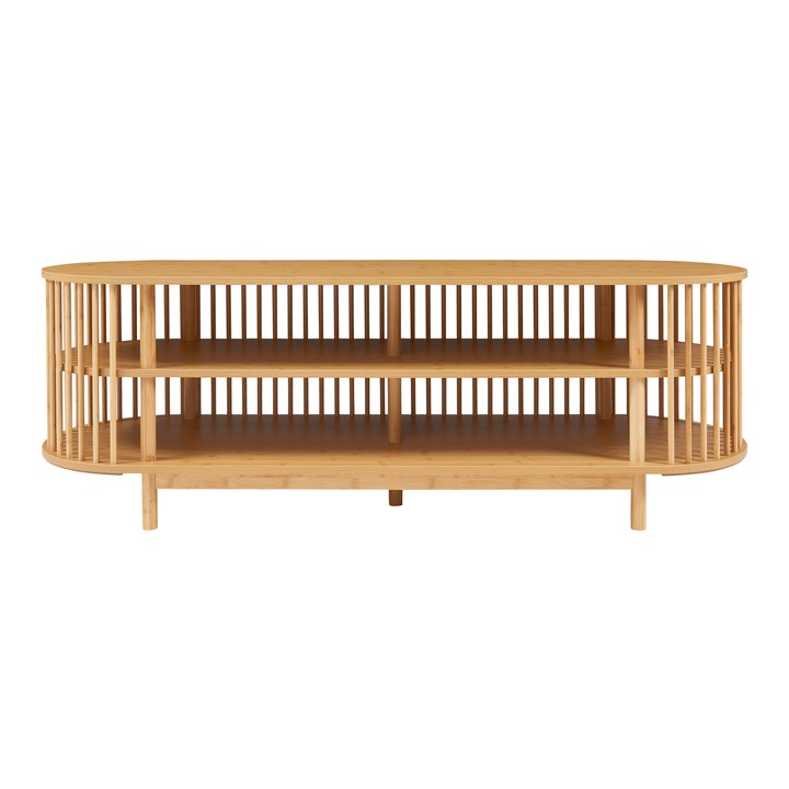 Comoda TV, en.casa, Jarvenpaa, 150 x 48 x 50 cm, mdf, bambus, natur