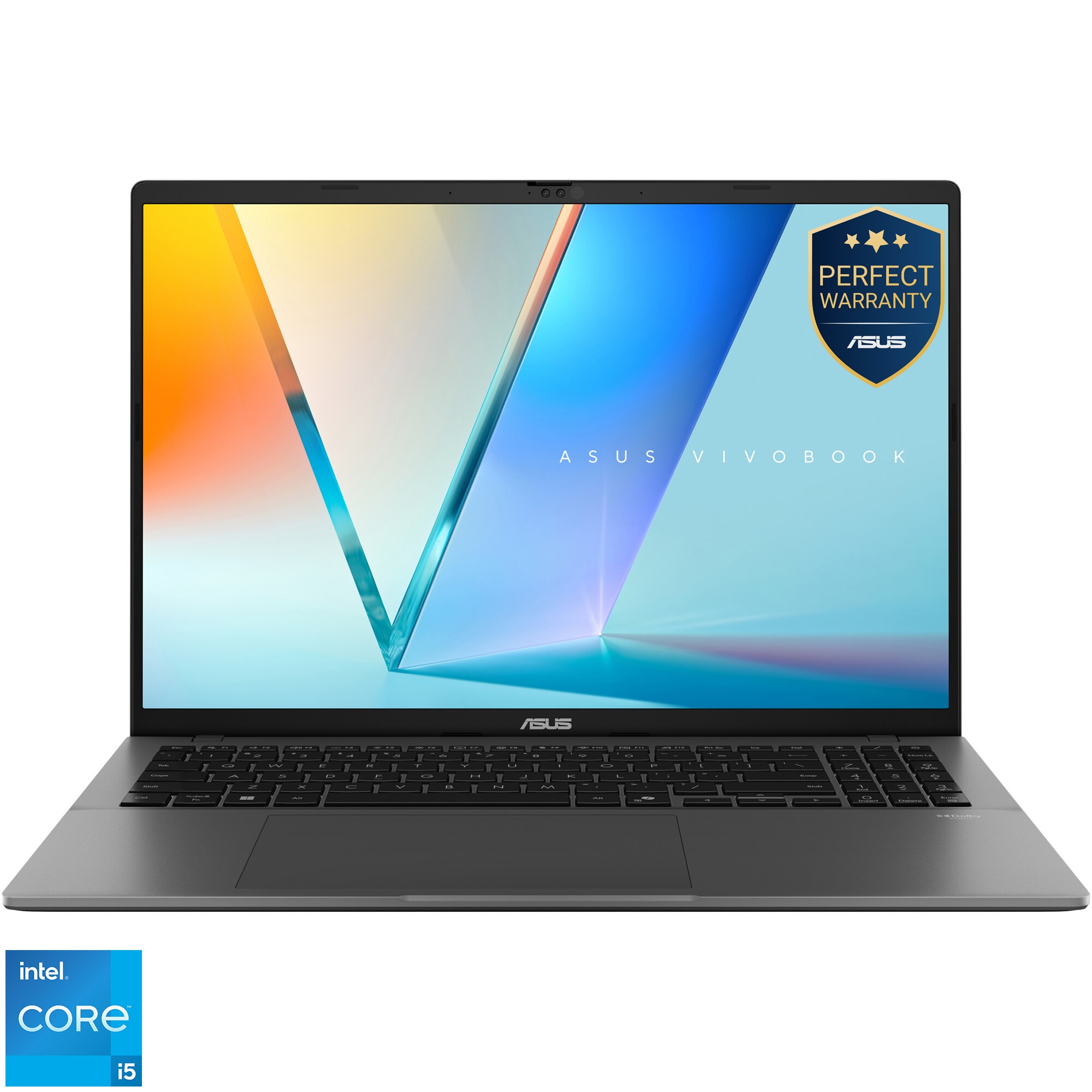 Laptop ASUS Vivobook S16 S3607VA cu procesor Intel Core i5-13420H pana la 4.6GHz, 16'', WUXGA, IPS, 144Hz, 16GB DDR5 RAM, 1TB SSD, Intel UHD Graphics, No OS, Matte Gray