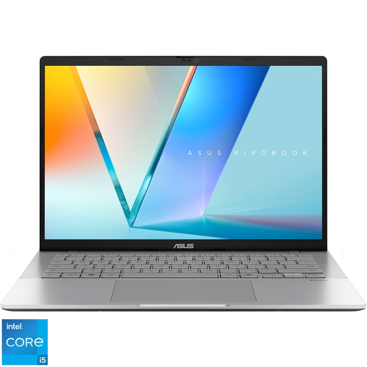 Laptop ASUS Vivobook S14 S3407VA cu procesor Intel Core i5-13420H pana la 4.6GHz, 14'', WUXGA, IPS, 16GB DDR5 RAM, 1TB SSD, Intel UHD Graphics, No OS, Cool Silver