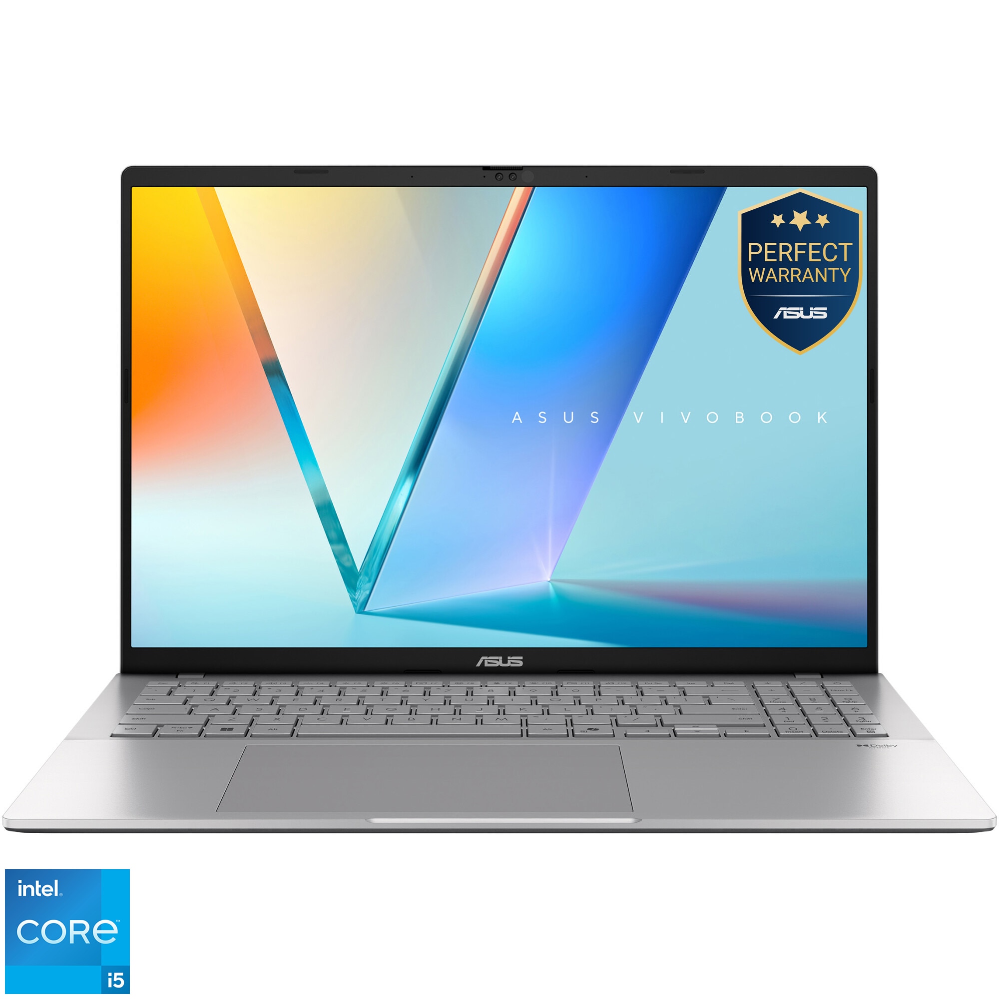 Laptop ASUS Vivobook S16 S3607VA cu procesor Intel Core i5-13420H pana la 4.6GHz, 16'', WUXGA, IPS, 144Hz, 16GB DDR5 RAM, 1TB SSD, Intel UHD Graphics, No OS, Cool Silver