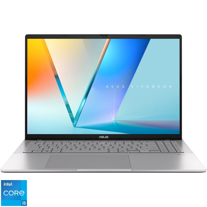 Laptop ASUS Vivobook S16 S3607VA cu procesor Intel Core i5-13420H pana la 4.6GHz, 16'', WUXGA, IPS, 144Hz, 16GB DDR5 RAM, 1TB SSD, Intel UHD Graphics, No OS, Cool Silver