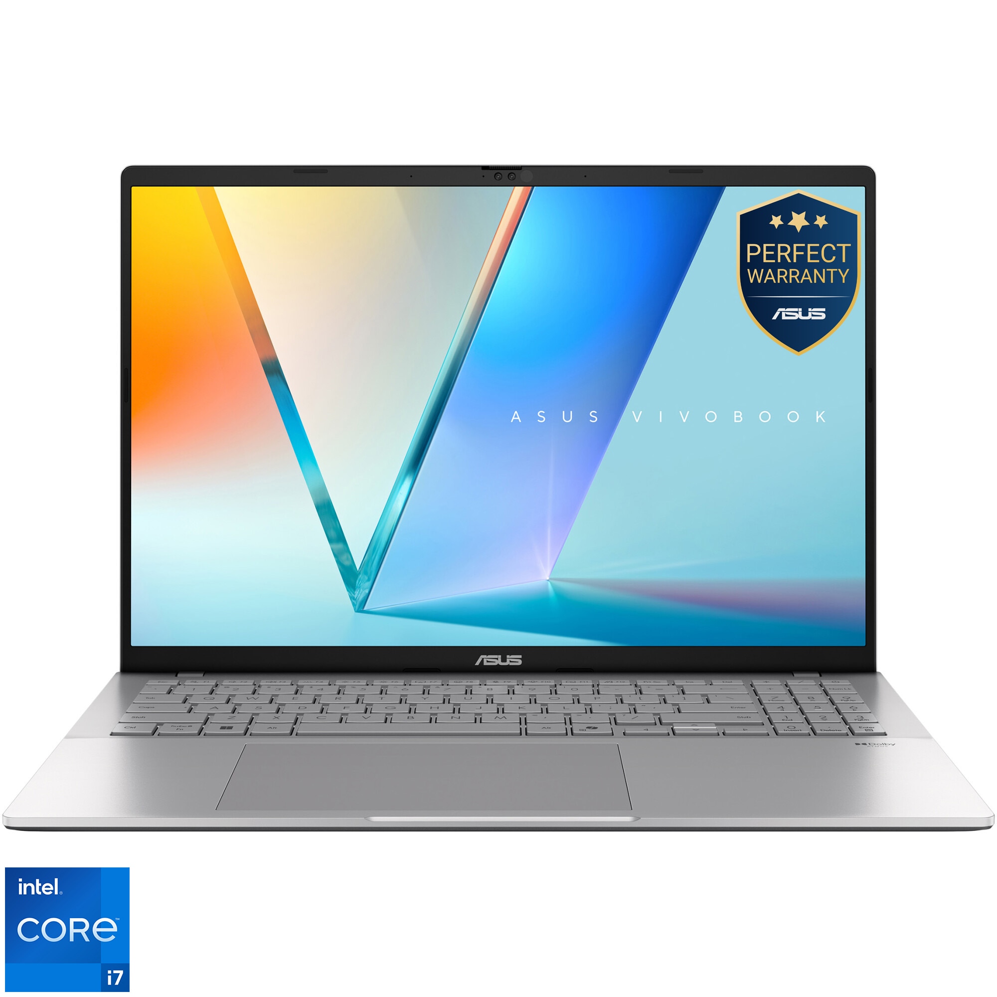 Laptop ASUS Vivobook S16 S3607VA cu procesor Intel Core i7-13620H pana la 4.9GHz, 16'', WUXGA, IPS, 144Hz, 16GB DDR5 RAM, 1TB SSD, Intel UHD Graphics, No OS, Cool Silver