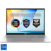 Laptop ASUS Vivobook S16 S3607VA cu procesor Intel Core i7-13620H pana la 4.9GHz, 16'', WUXGA, IPS, 144Hz, 16GB DDR5 RAM, 1TB SSD, Intel UHD Graphics, No OS, Cool Silver