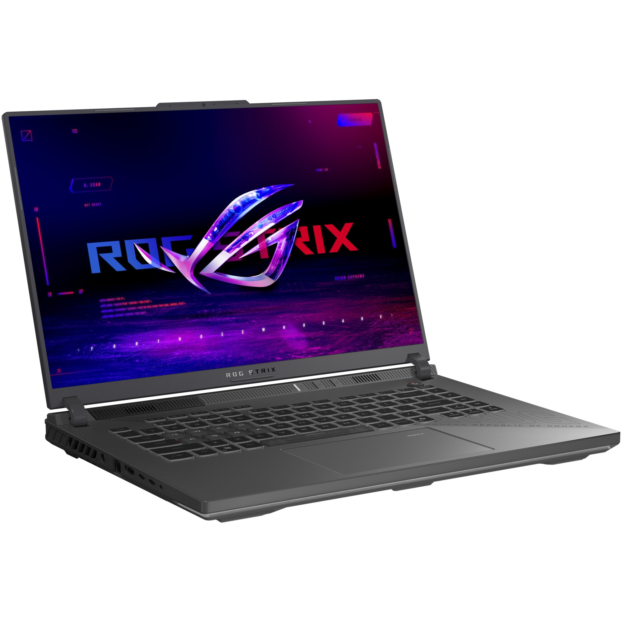 Laptop Gaming ASUS ROG Strix G16 cu procesor AMD Ryzen™ 9 9955HX pana la 5.4GHz, 16'', Full HD+, WUXGA, 165Hz, IPS, 32GB DDR5 RAM, 1TB SSD, NVIDIA® GeForce RTX™ 5050 8GB GDDR7, No OS, Eclipse Gray