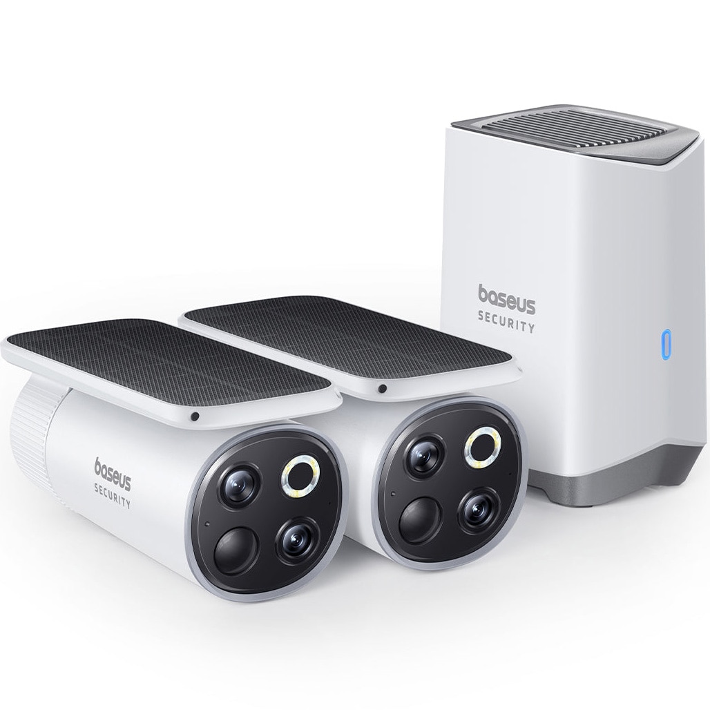 Kit camera de supraveghere wireless cu panou solar integrat Baseus Security S1 Pro HomeStation H1 + 2 camere video, 3K, 8x Digital Zoom, Smart Detection, IP67