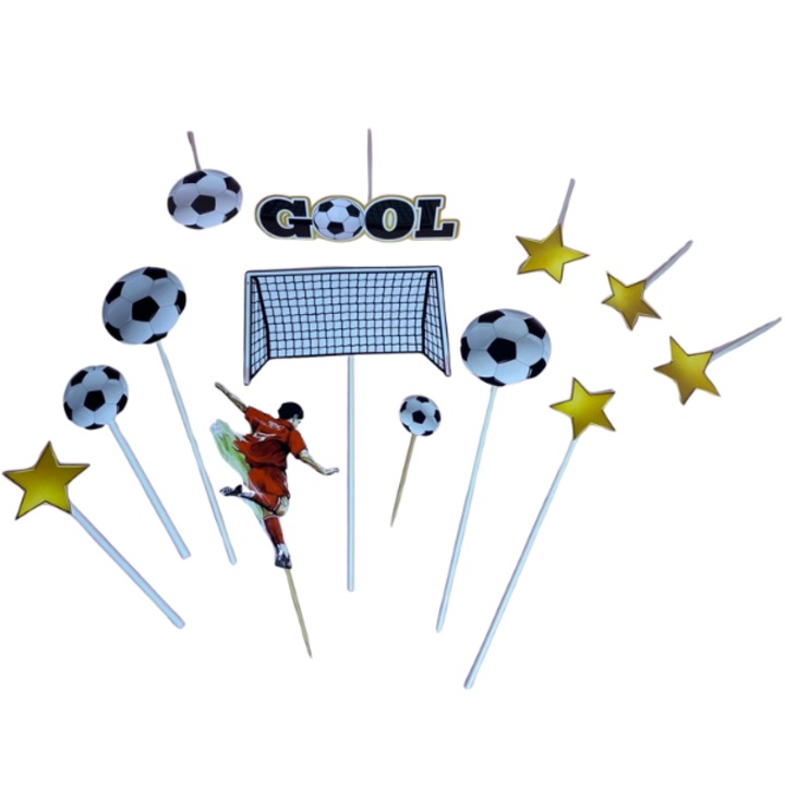 Декорация за торта от картон, футболна тема, рожден ден - 13 броя