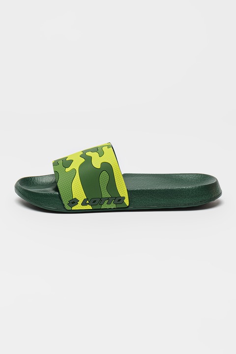 Lotto, Papuci cu imprimeu Panay, Verde inchis/Verde neon