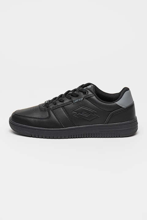 Lotto, Pantofi sport din piele ecologica cu detaliu logo, Negru