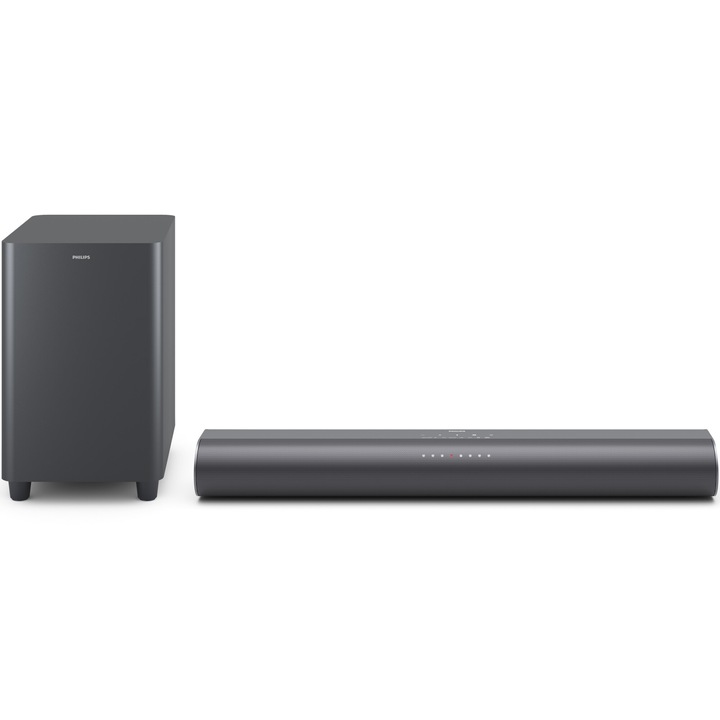 Soundbar Philips TAB6100/10, 2.1, 400W, Subwoofer Wireless, Bluetooth 5.4, Dolby Atmos, Dolby MAT, Dolby Digital plus, DTS:X, DTS Virtual:X HDMI eARC, Negru