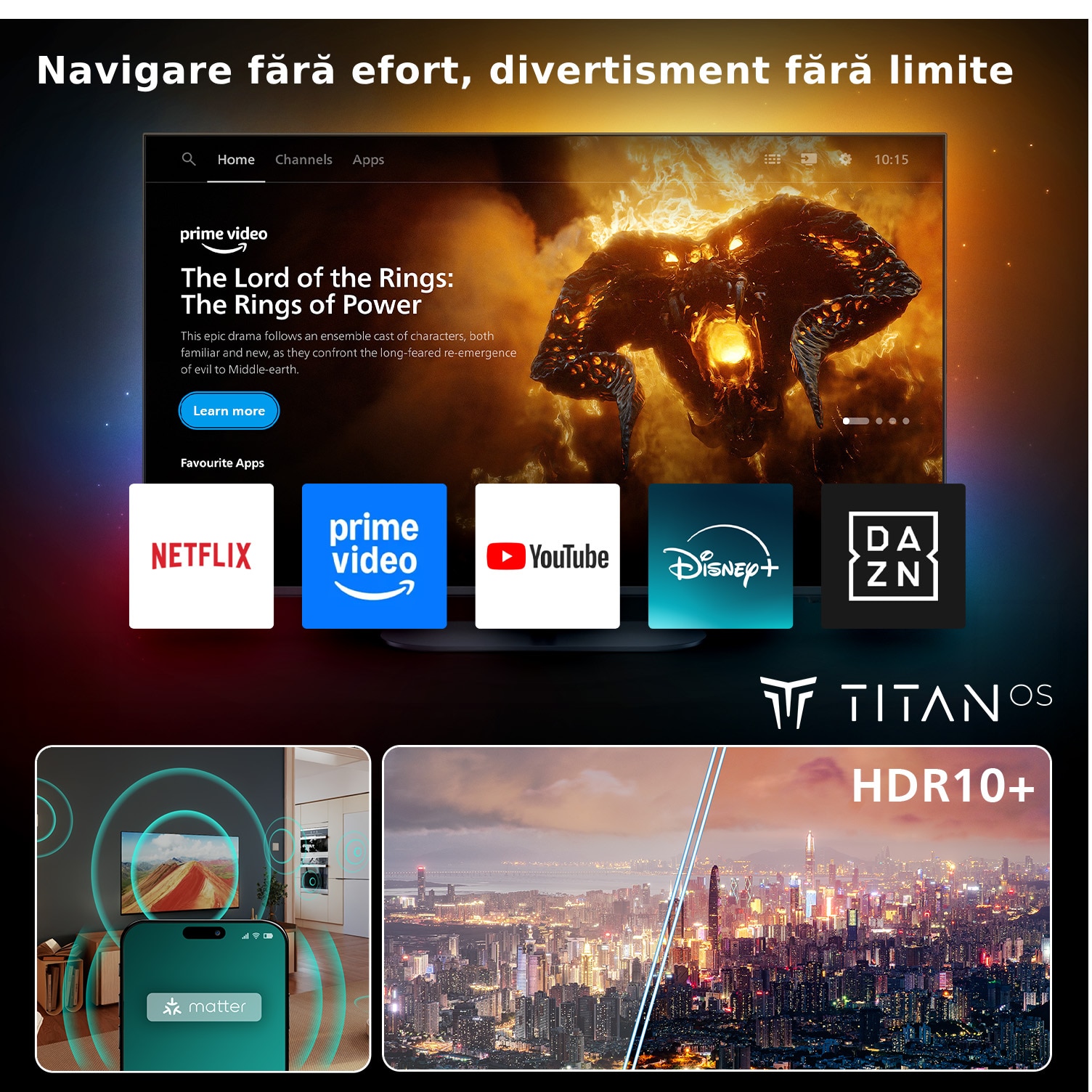 Televizor Philips LED 75PUS7000, 189 cm, Smart TV, 4K Ultra HD, Clasa D (Model 2025)