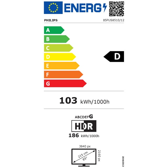 Televizor Philips AMBILIGHT tv QLED 85PUS8510, 215 cm, Smart TV, 4K Ultra HD, Clasa D (Model 2025)