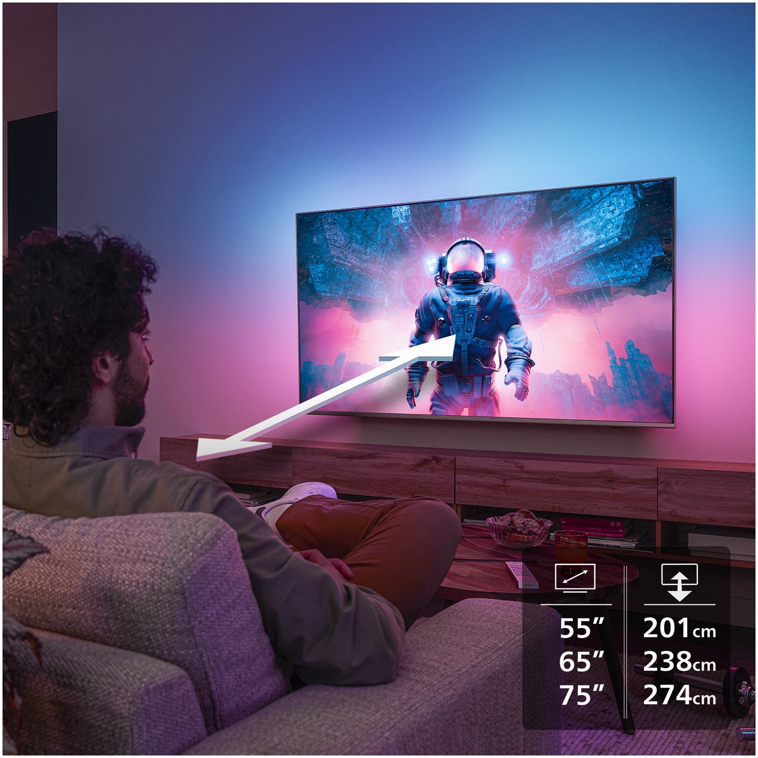 Televizor Philips AMBILIGHT tv QD-MiniLED 65MLED920, 164 cm, Smart TV, 4K Ultra HD, 100 Hz, Clasa F (Model 2025)