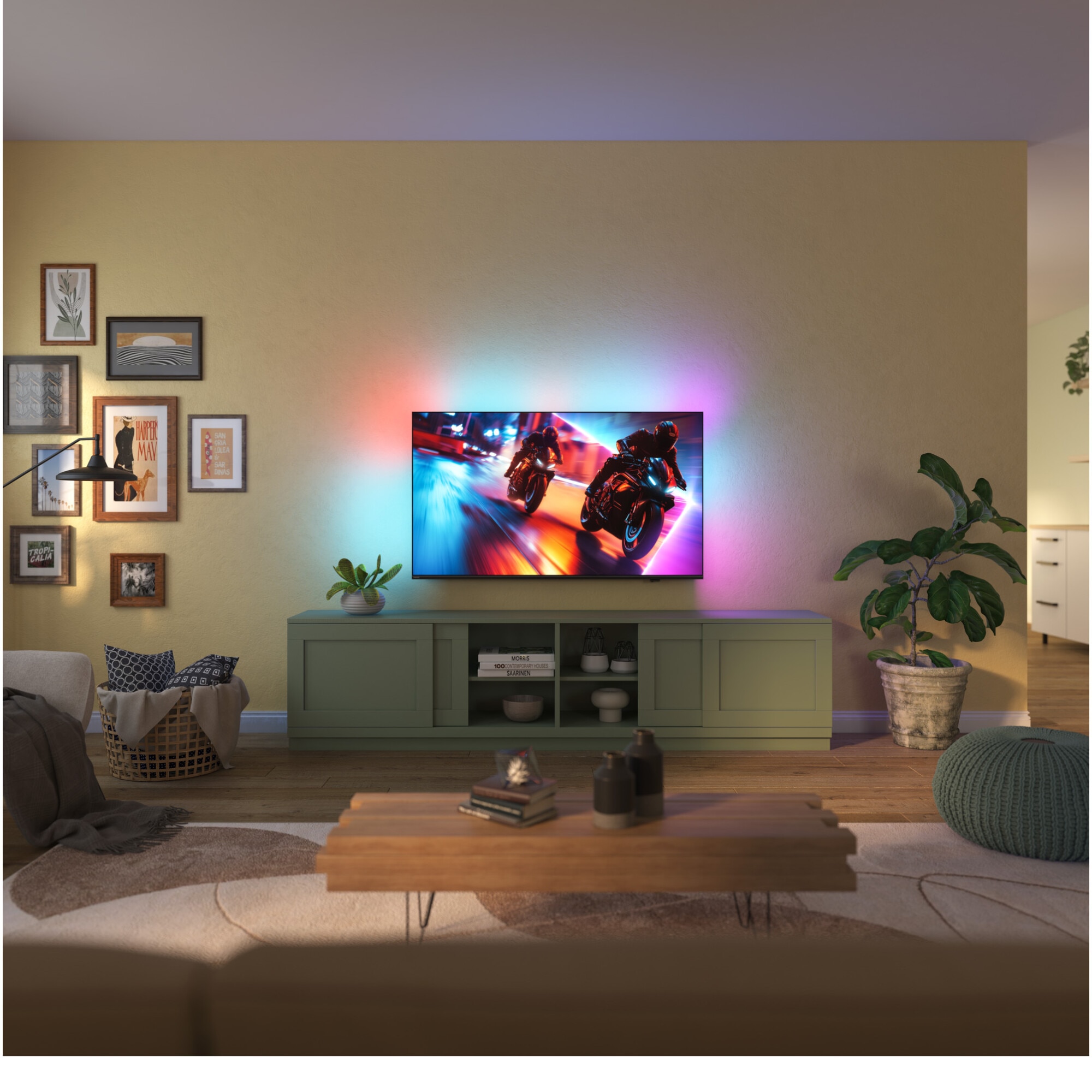 Televizor Philips AMBILIGHT tv QD-MiniLED 65MLED920, 164 cm, Smart TV, 4K Ultra HD, 100 Hz, Clasa F (Model 2025)