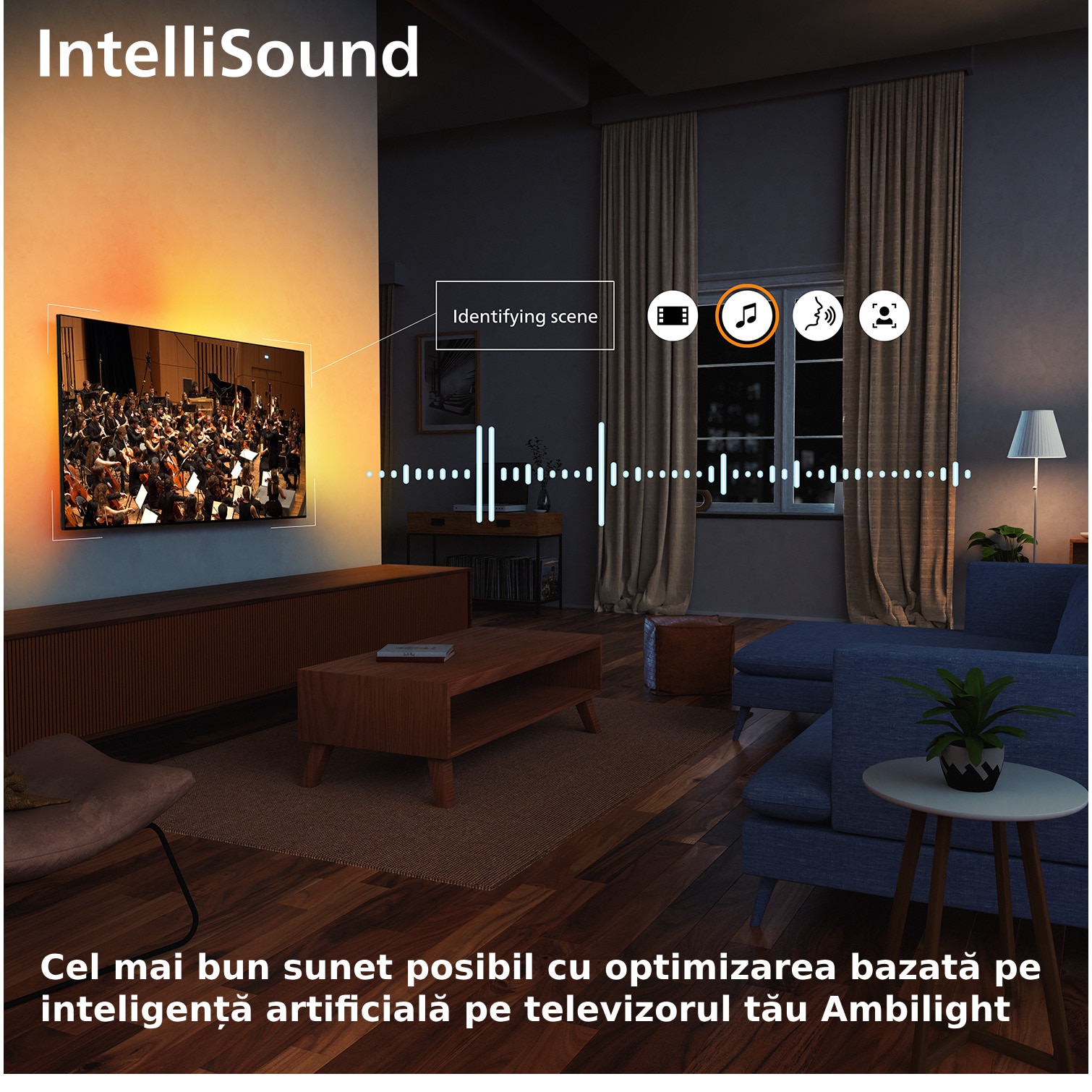 Televizor Philips AMBILIGHT tv OLED 77OLED770, 194 cm, Smart TV, 4K Ultra HD, 100 Hz, Clasa F (Model 2025)