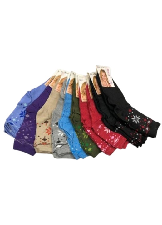 Set 20 sosete lungi Dama, multicolor cu model. 36-41
