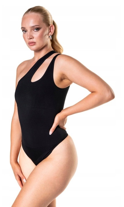 Дамски оформящ боди Heyshape, едно рамо, компресионен, черен, найлон, XS-S INTL