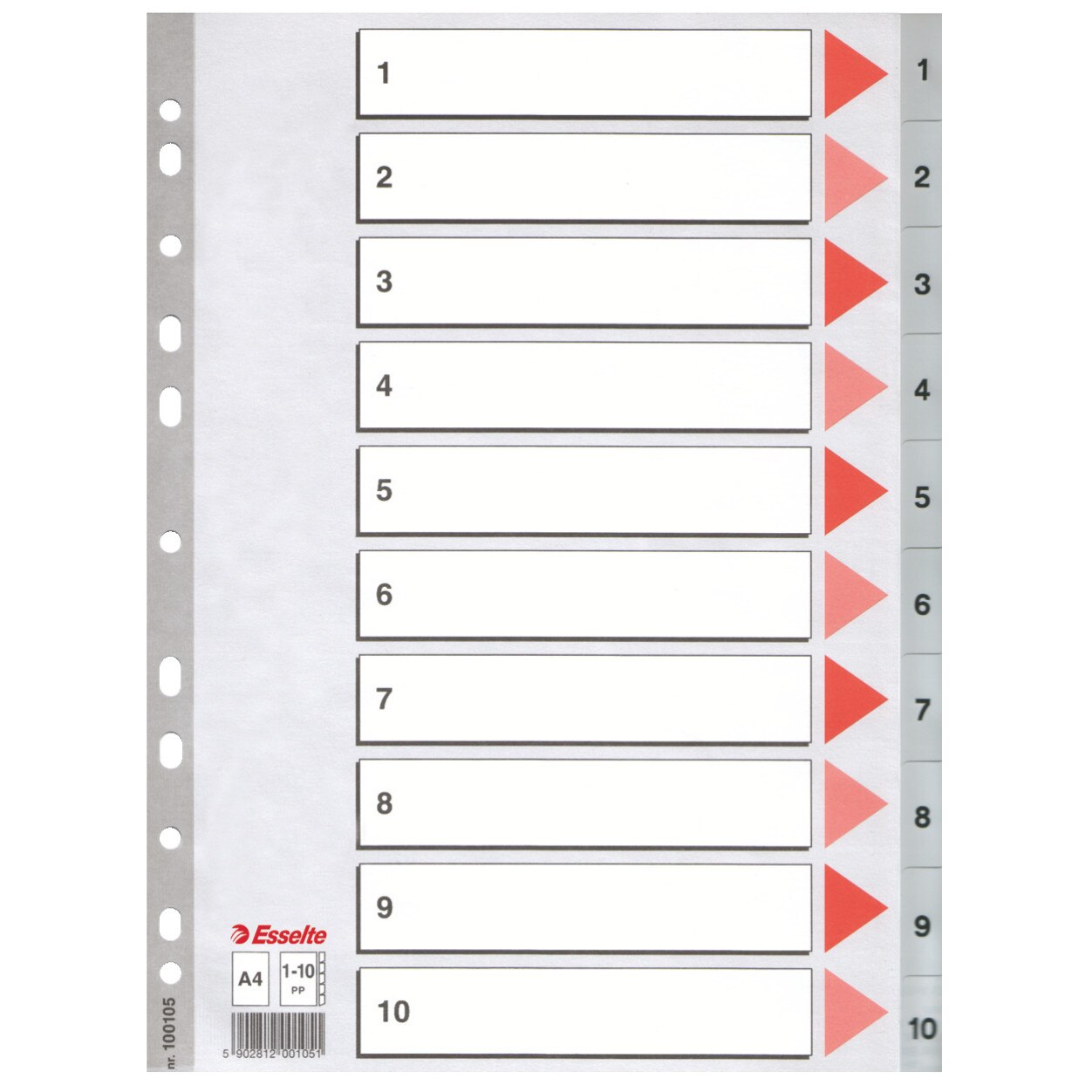 Separator index A4 Tanex 1-10, plastic gri, 120 microni, 11 perforații ...