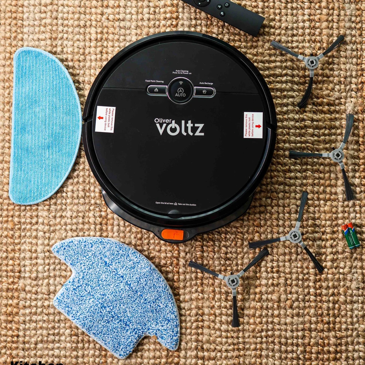 Aspirator robot Oliver Voltz, WiFi, Functie Mop, Control de la Distanta, 120 Minute Autonomie, Robot Aspirare, Spalare, 2000PA, 130ml rezervor apa, 600ml rezervor de praf, Multi-Suprafata, Negru