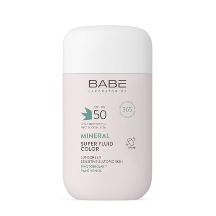 Crema protectie solara, Laboratorios Babe, Super Fluid Mineral Color, SPF 50, pentru piele sensibila, 50ml