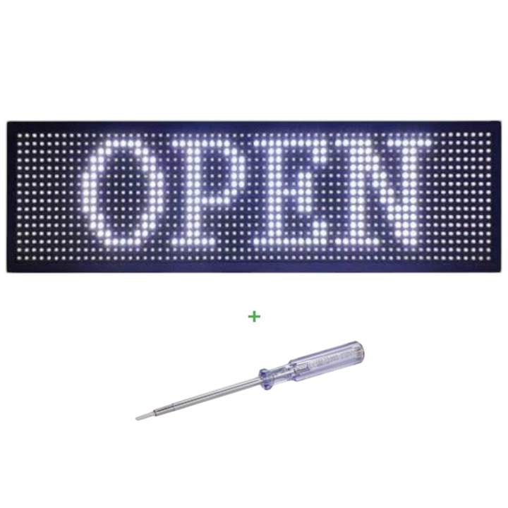 LED табела, светеща, вътрешен монтаж, в 20 см, Д 100 см, Ш 4 см, програмиране чрез Android / IOS телефон + отвертка, бял