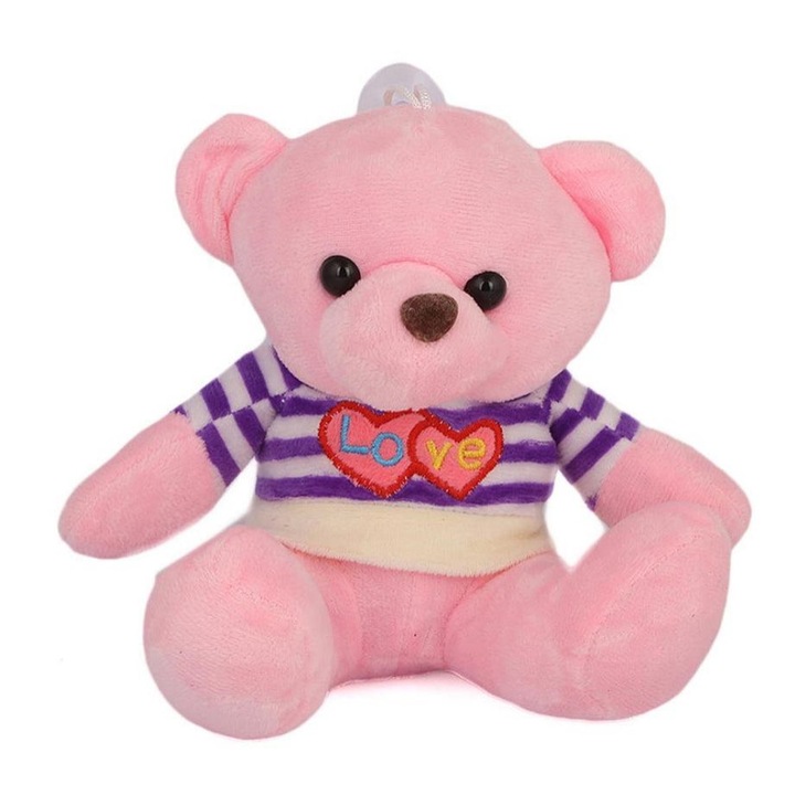 Jucarie plus, Ursulet tricou mov, Roz, 18 cm