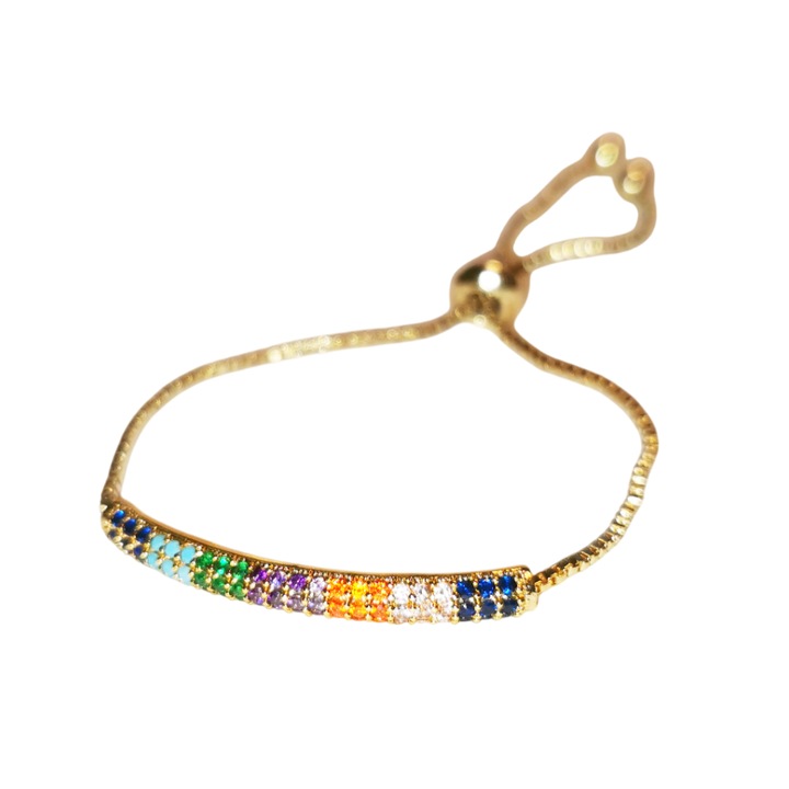 Bratara tip tenis, reglabila, placata (14k) si pietre zirconiu, Marime Reglabila