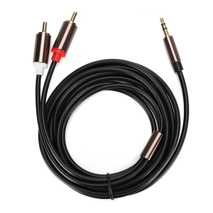 Cablu audio pentru difuzor 2-in-1 de la 3, 5 mm mascul la 2RCA
