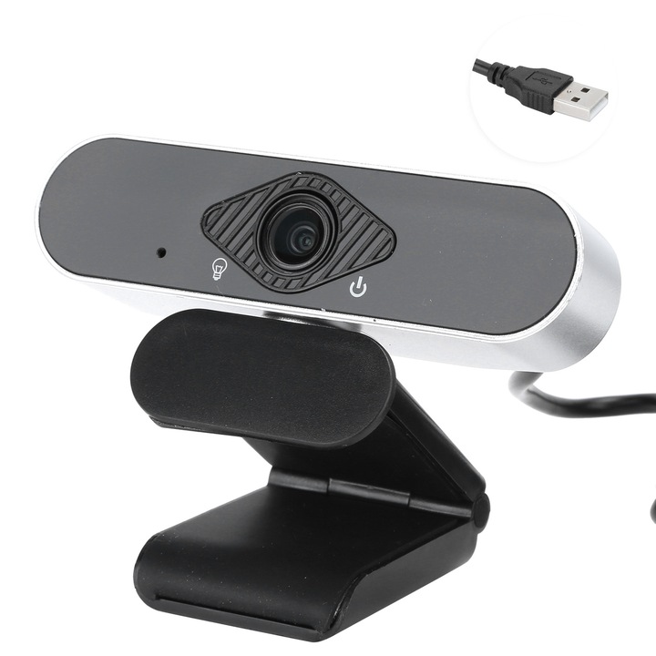 Уеб камера USB 1080P, plug and play, сребриста