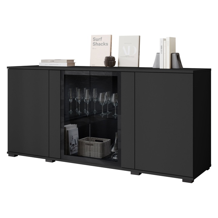 Comoda Hedvis SB 154 4D, MIRJAN 24, negru, 40x150x70 cm