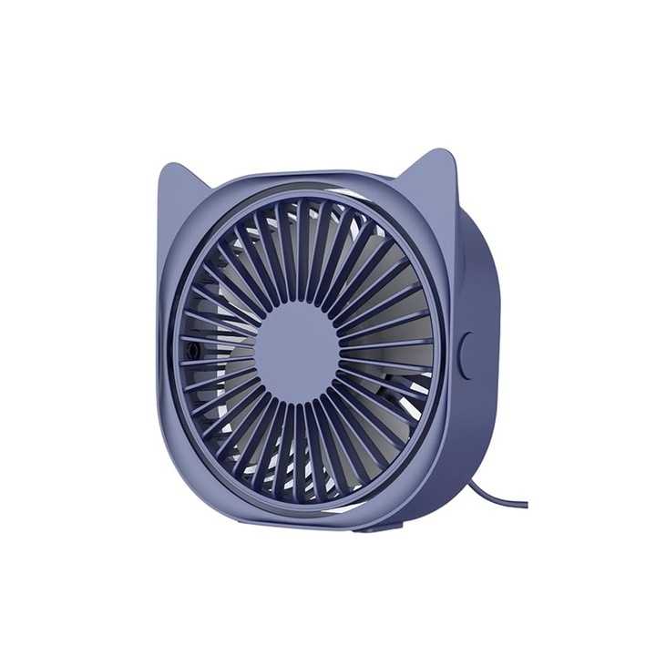 Ултра преносим вентилатор Comando Fan Confort, модел Power Kitty, 360° действие, за офис / дом / експедиции / пътуване, 3 скорости, безшумен, USB захранване, тъмносин