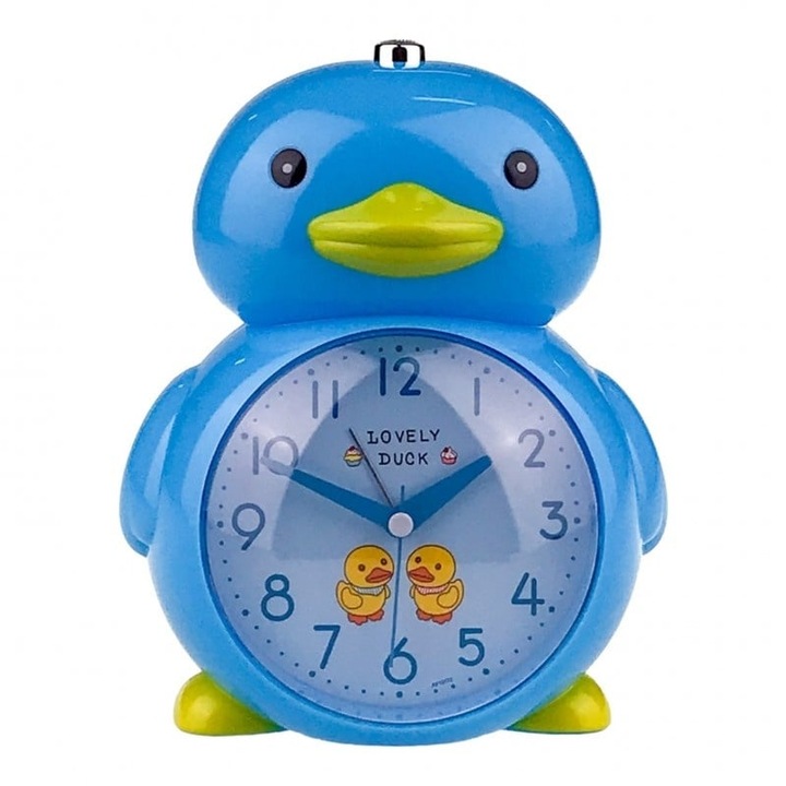 Ceas de masa decorativ, cu functii, aspect boboc de rata, Albastru, 14x18 cm, Velve