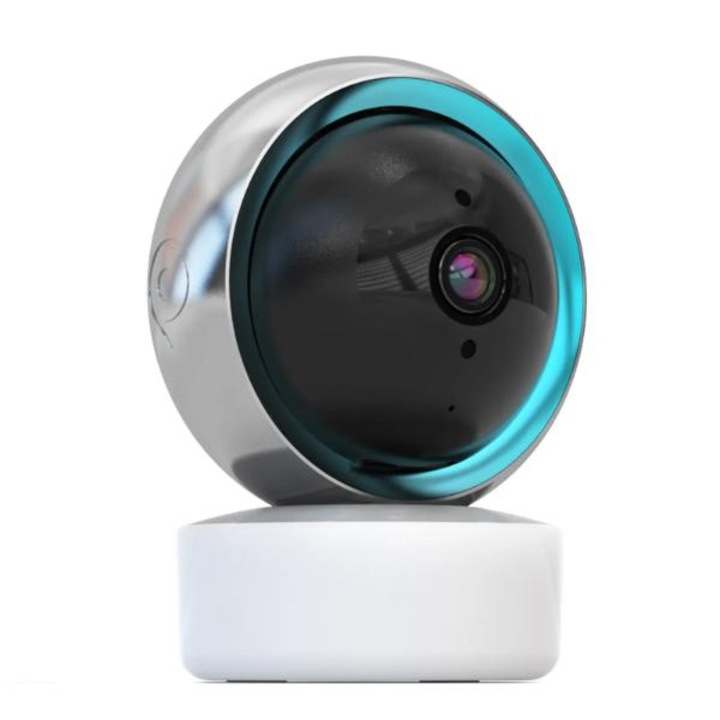 Камера за видеонаблюдение, 355° видео, Mini 1080P, 2MP, Бебешки мониторинг от телефон, Нощно виждане, Безжична, Двупосочно аудио, Гласова аларма, бяла