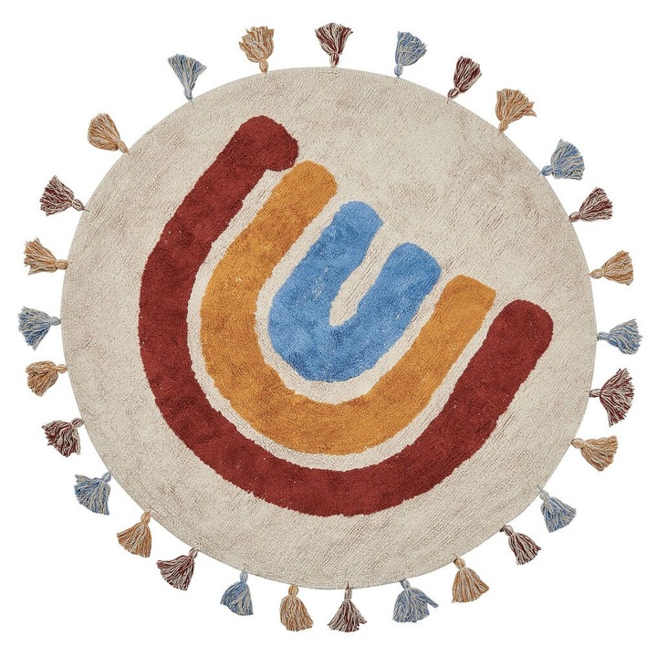 Covor pentru copii din bumbac bej deschis si multicolor ø 120 cm Yagci