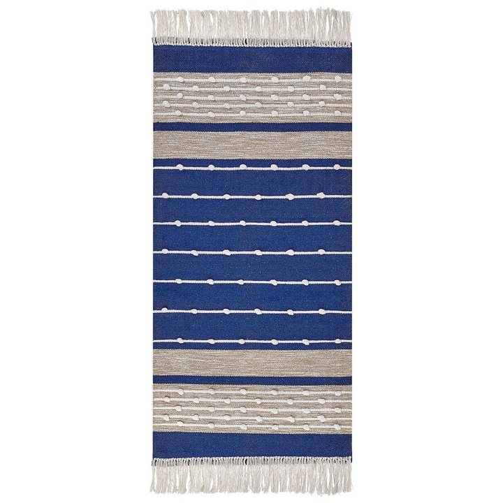 Covor din bumbac albastru si bej 80 x 150 cm Kondhali