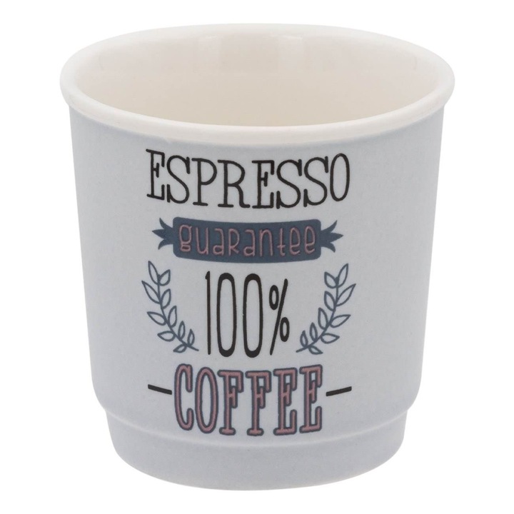 Cana Espresso New Bone 90ml Bleu Pastel Cu Mesaj Espresso 100% Coffee
